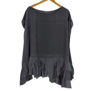 AllSaints Spitalfields 100% Silk Cap Sleeve Mona Dress Sz 8 Black Ruffle Vintage